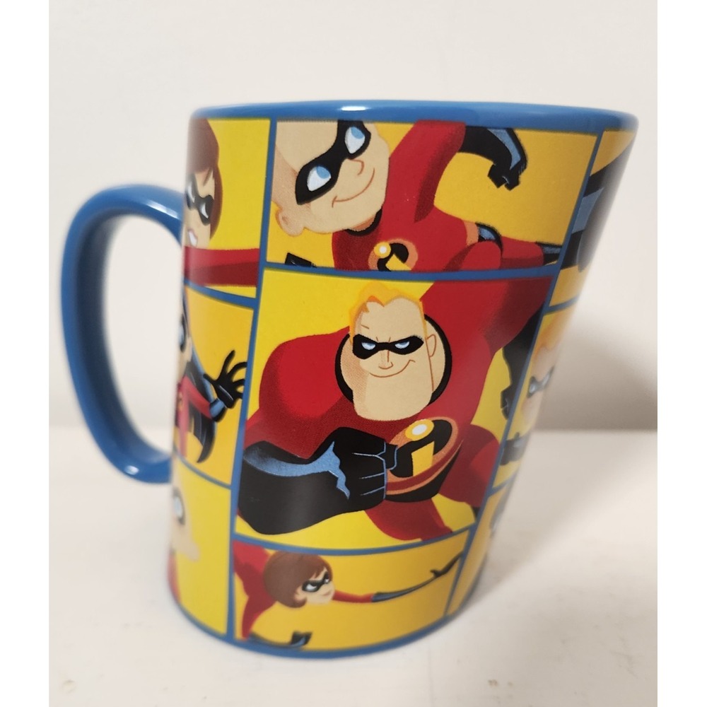 Disney Pixar Incredibles Coffee Mug Animation Large Asymmetrical Slanted Comic